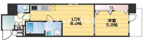 プレサンス心斎橋ニスト(1LDK/12階)の間取り写真