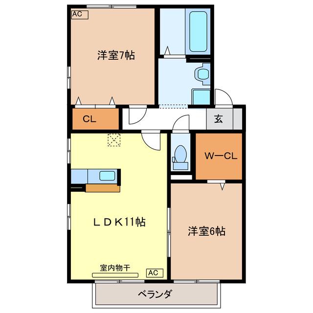 ハイブリッジ(2LDK/2階)の間取り写真