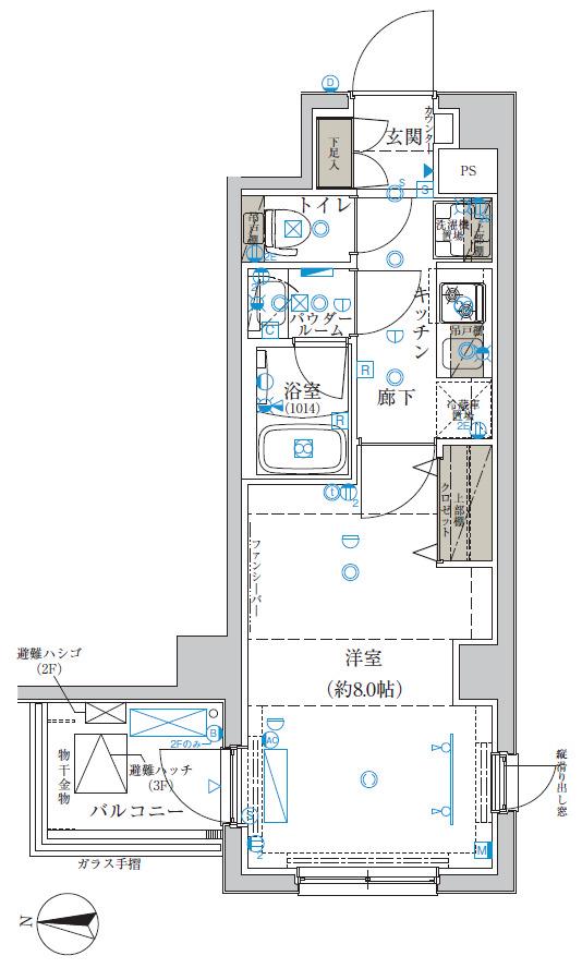 クレイシア両国ルクール(1K/3階)の間取り写真