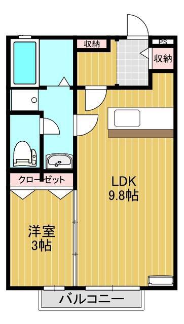 ルミナス川平(1LDK/2階)の間取り写真
