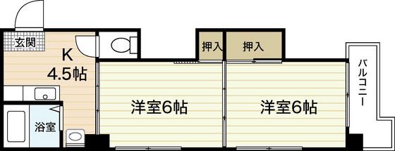 中国ビル(2DK/3階)の間取り写真