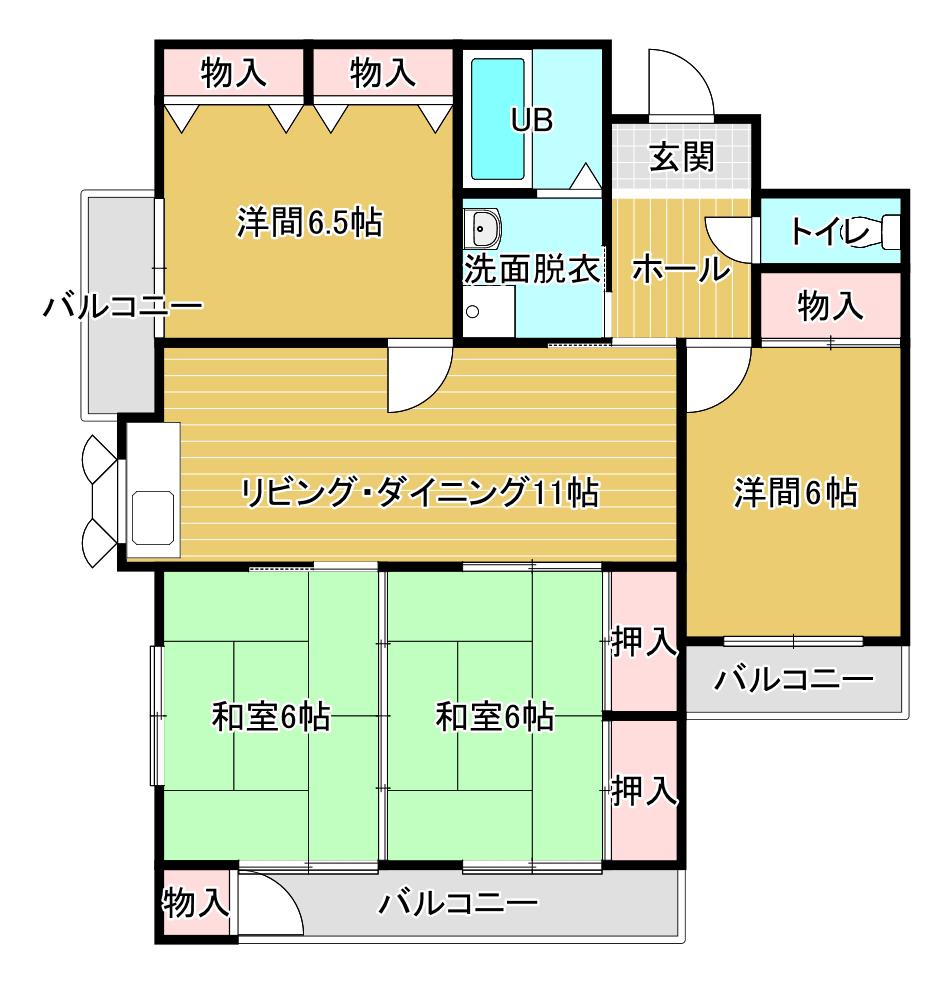 アレグリアプレイス到津(4LDK/3階)の間取り写真