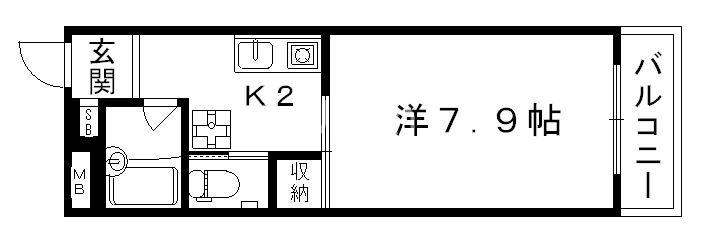 リバーパレス白川(1K/4階)の間取り写真