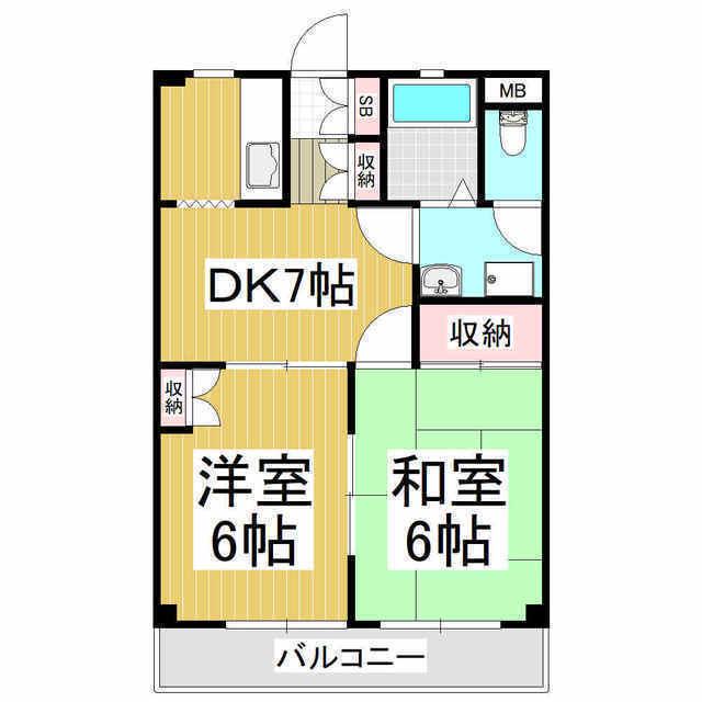 リバティ出川(2DK/3階)の間取り写真