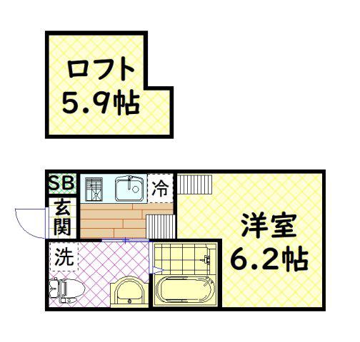 サクシード東湊町(1K/2階)の間取り写真
