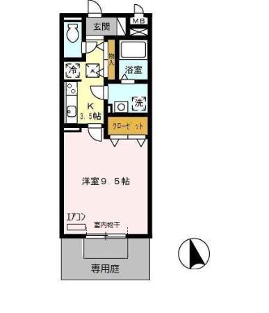 マ メゾン菊住W(1K/1階)の間取り写真