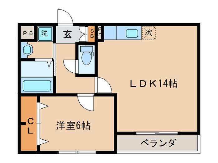 ロ・ピュール(1LDK/1階)の間取り写真