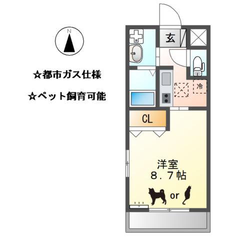 フォレストメゾン(1K/1階)の間取り写真