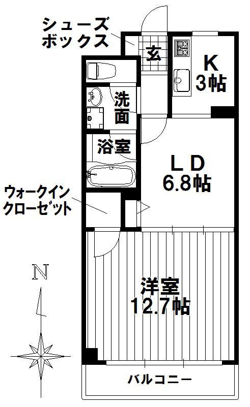 アドミール桜山(1LDK/2階)の間取り写真