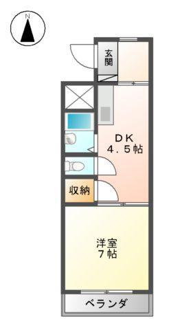 カーサ大幸(1DK/3階)の間取り写真