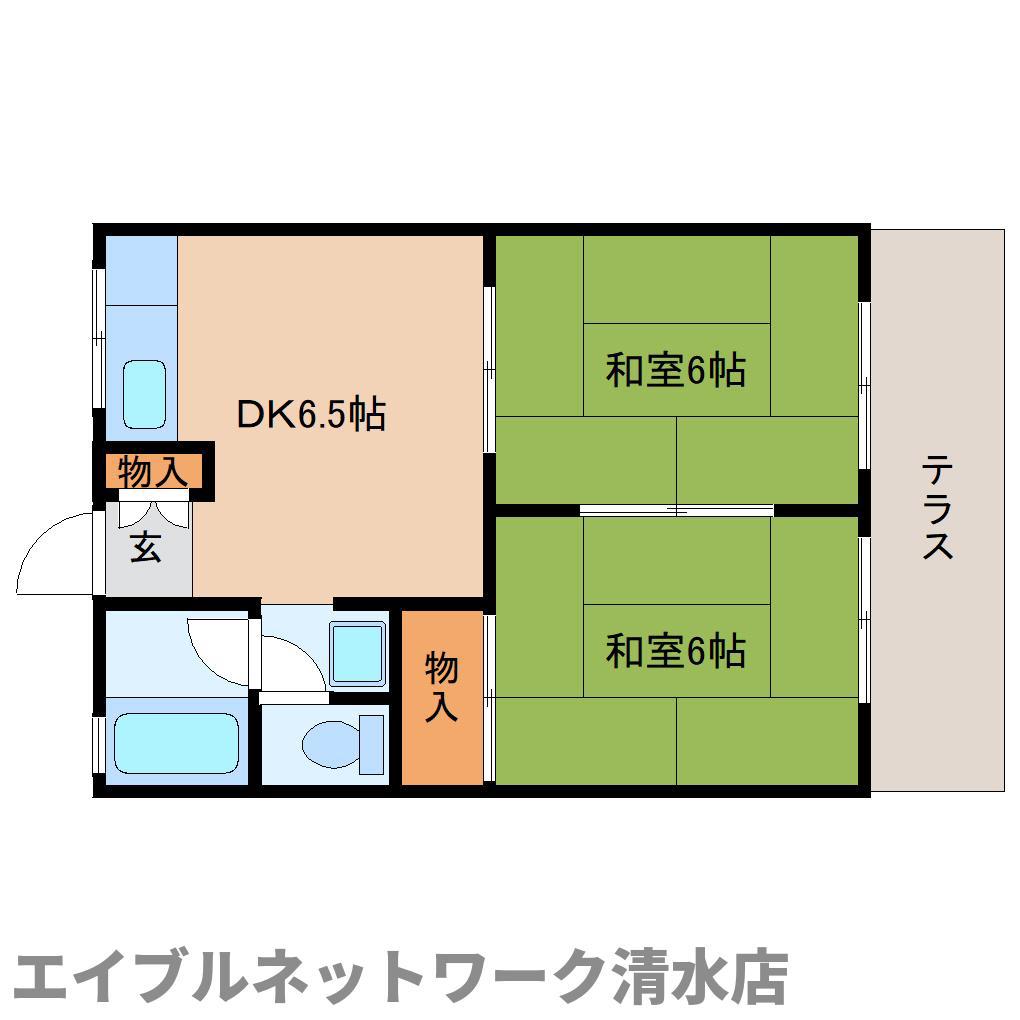 清風荘(2DK/2階)の間取り写真
