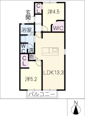 サテライトセブンA棟(2LDK/1階)の間取り写真