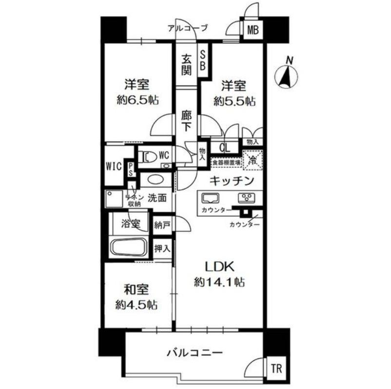 プレミスト広瀬町(3LDK/5階)の間取り写真