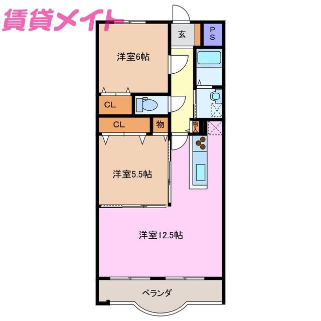 マスターズ・フォート(2LDK/2階)の間取り写真