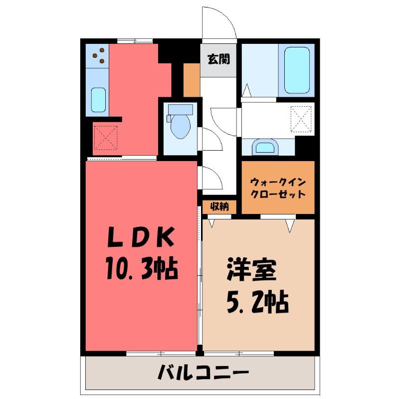 スクエア C(1LDK/1階)の間取り写真