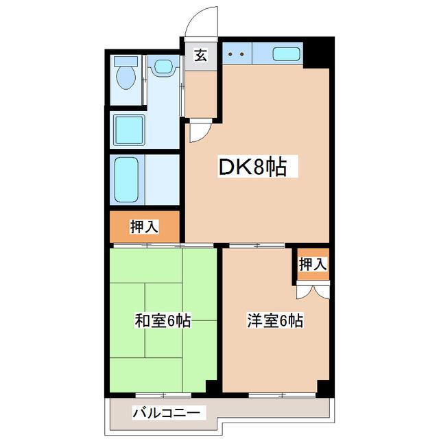 フォルジュ山田(2DK/7階)の間取り写真
