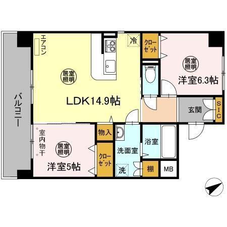 エミネンス大町(2LDK/4階)の間取り写真