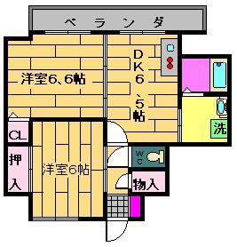 メゾンクレール(2DK/5階)の間取り写真