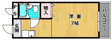 コーポ矢野(ワンルーム/2階)の間取り写真