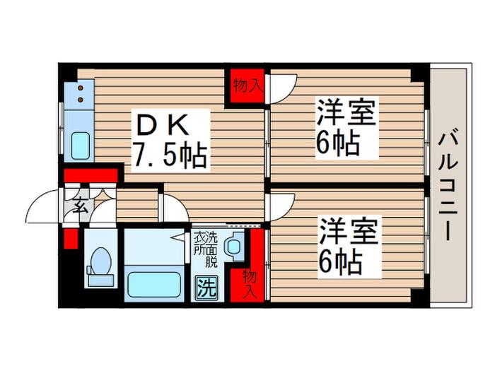 バロン浄光(2DK/2階)の間取り写真