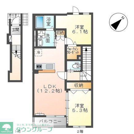 グランデ ヴィラージュ(2LDK/2階)の間取り写真