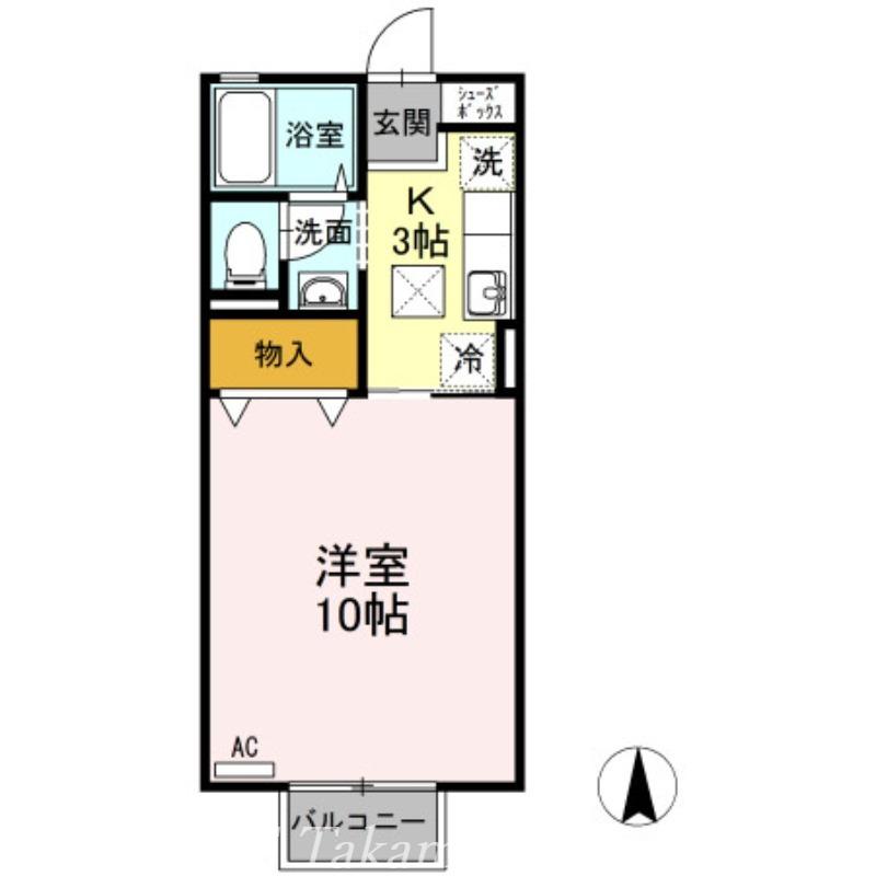 シャインポート屋島E棟(1K/1階)の間取り写真