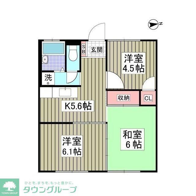 下佐野第二コーポ(3SDK/1階)の間取り写真