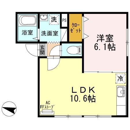 メイユール花園(1LDK/1階)の間取り写真