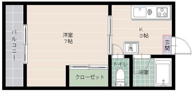 シャンポール姪浜II(1K/2階)の間取り写真
