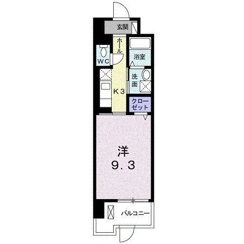 グランクリュ佐古 ウエスト(1K/1階)の間取り写真
