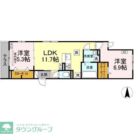 セレスティア北小岩III(2LDK/1階)の間取り写真