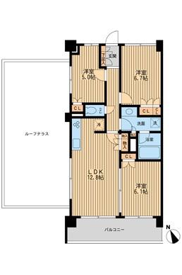 HF若林公園レジデンス(3LDK/4階)の間取り写真
