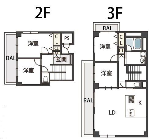 コート北千里(4LDK/2階)の間取り写真