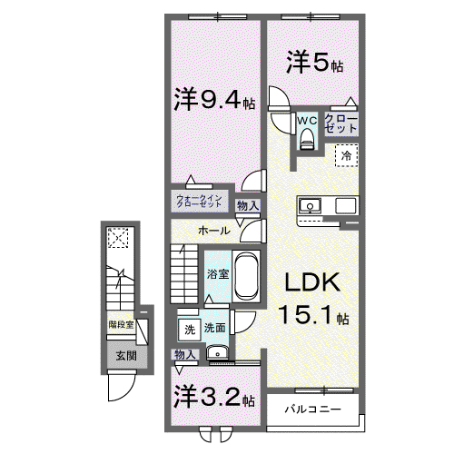 レジデンス・アスナロ(3LDK/2階)の間取り写真