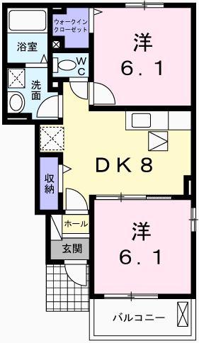 フィオレンティーナIII(2DK/1階)の間取り写真
