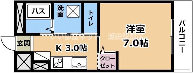 ホルスハイム(1K/2階)の間取り写真