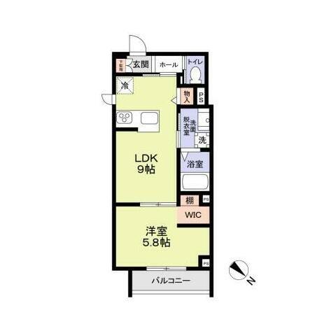 VILLA赤木屋 喜多見(1LDK/2階)の間取り写真