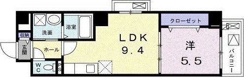メゾン大淀(1LDK/6階)の間取り写真