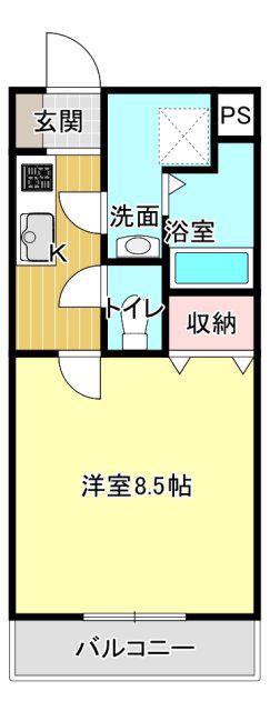 NAVONA A(1K/2階)の間取り写真