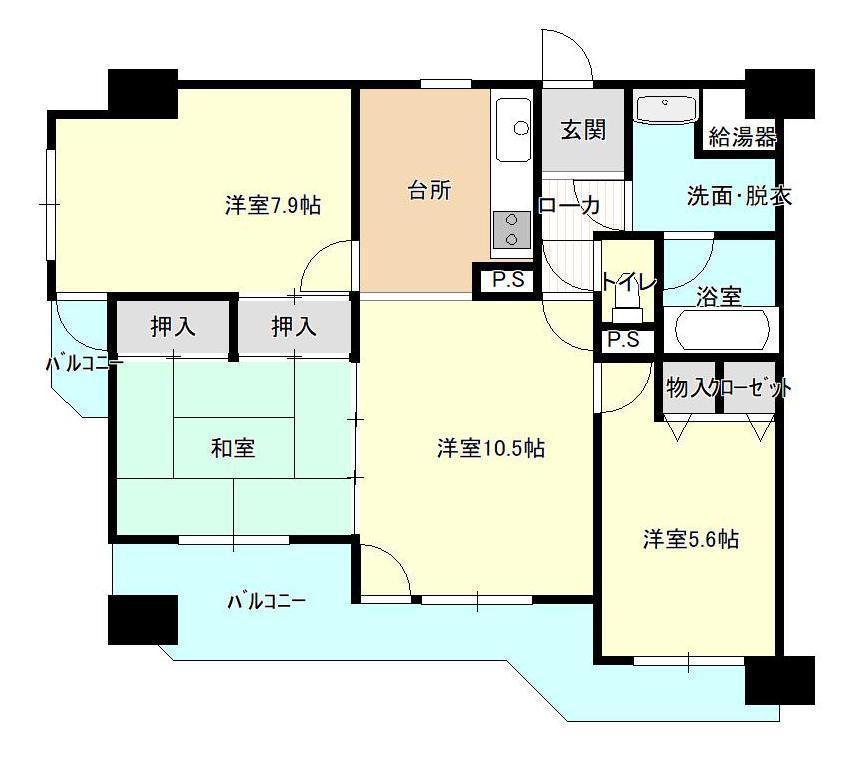 ライオンズマンション相生町(3LDK/11階)の間取り写真