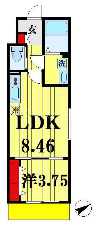 TSR新松戸(1LDK/2階)の間取り写真