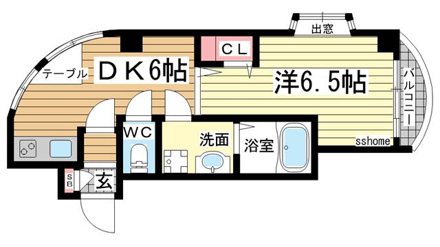 サンパレス21六甲III(1DK/2階)の間取り写真