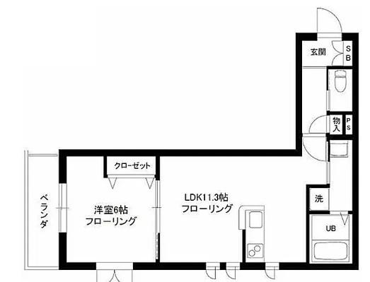 B-FLAT (1LDK/1階)の間取り写真