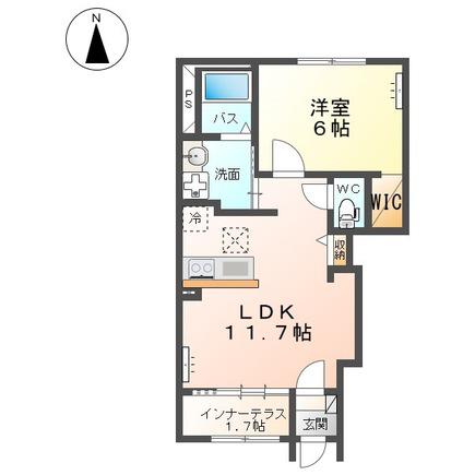 LIBERTE(1LDK/1階)の間取り写真