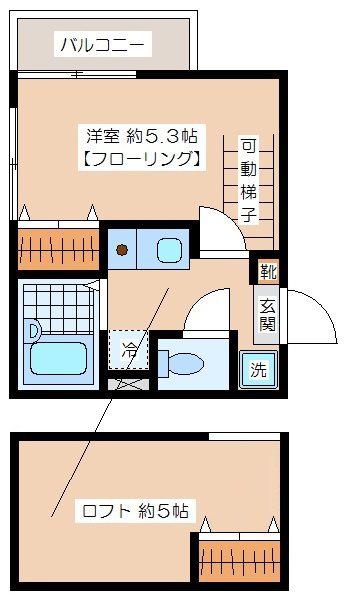 ニューキャスル笹塚北(1K/2階)の間取り写真