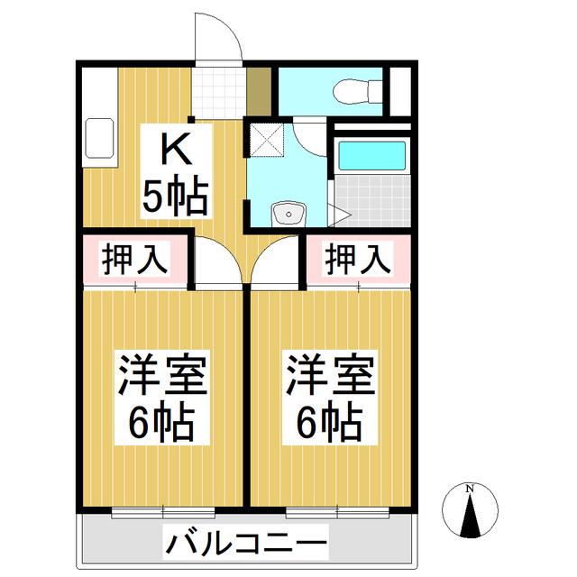 コーポラス桜井2(2K/1階)の間取り写真