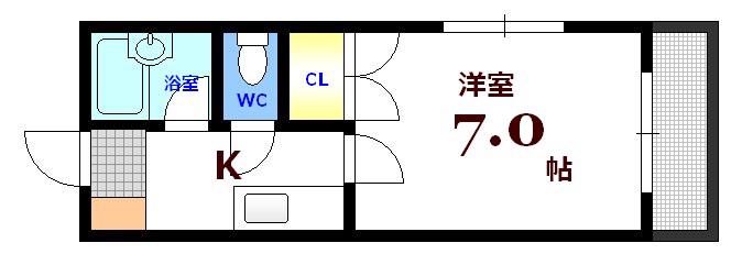 ベルパッソ三篠(1K/5階)の間取り写真