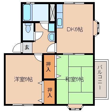 カモミール21(2DK/1階)の間取り写真