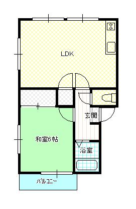 ヴィラレークサイド(1LDK/1階)の間取り写真