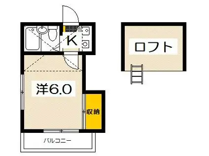 オアシス(1K/2階)の間取り写真